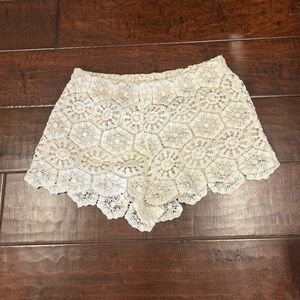 White Lace Women Booty Mini Shorts
